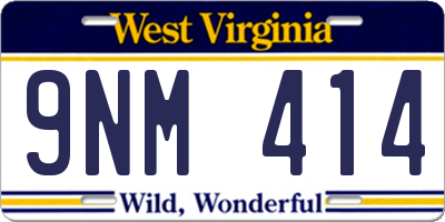 WV license plate 9NM414