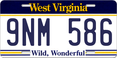 WV license plate 9NM586