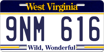 WV license plate 9NM616