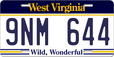 WV license plate 9NM644
