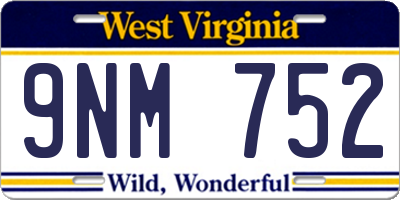 WV license plate 9NM752