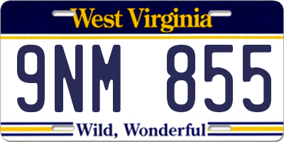 WV license plate 9NM855