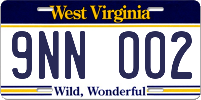 WV license plate 9NN002