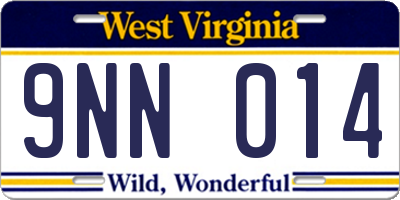 WV license plate 9NN014