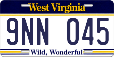 WV license plate 9NN045