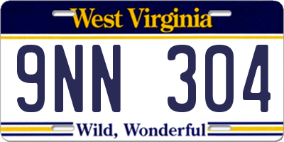 WV license plate 9NN304