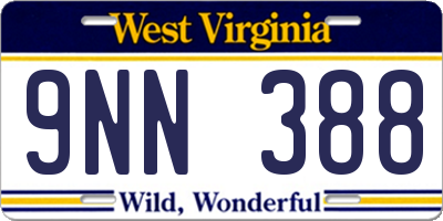 WV license plate 9NN388