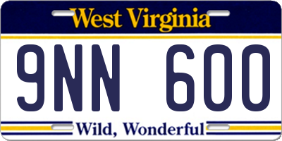 WV license plate 9NN600