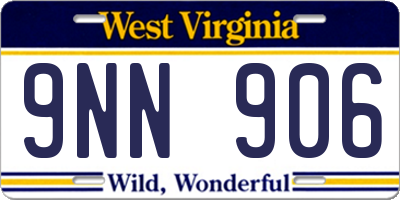 WV license plate 9NN906