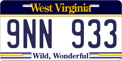WV license plate 9NN933