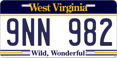 WV license plate 9NN982