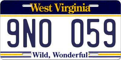 WV license plate 9NO059