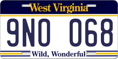 WV license plate 9NO068