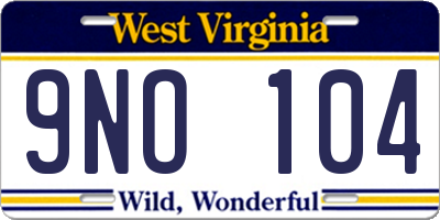 WV license plate 9NO104