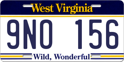 WV license plate 9NO156