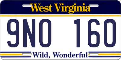 WV license plate 9NO160