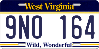 WV license plate 9NO164
