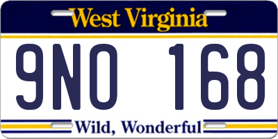 WV license plate 9NO168