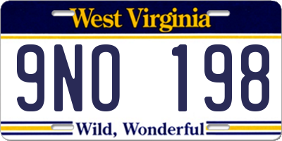 WV license plate 9NO198