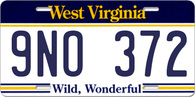 WV license plate 9NO372