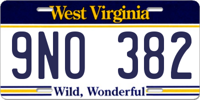 WV license plate 9NO382