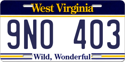 WV license plate 9NO403