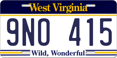 WV license plate 9NO415