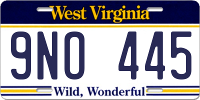 WV license plate 9NO445