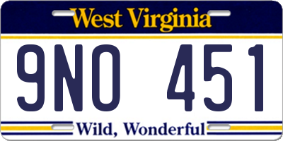 WV license plate 9NO451