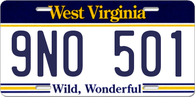 WV license plate 9NO501