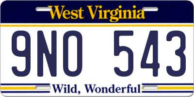 WV license plate 9NO543