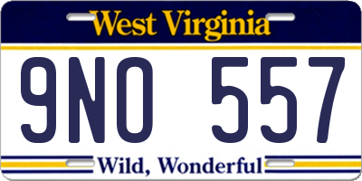 WV license plate 9NO557