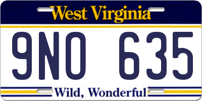 WV license plate 9NO635