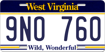 WV license plate 9NO760