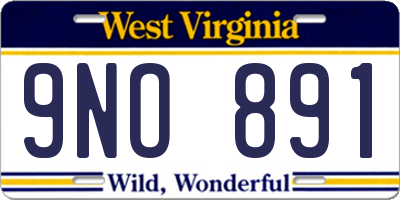 WV license plate 9NO891