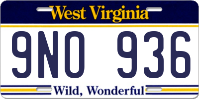WV license plate 9NO936