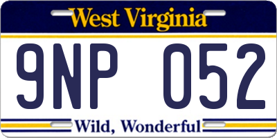 WV license plate 9NP052
