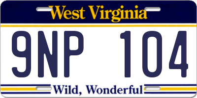 WV license plate 9NP104