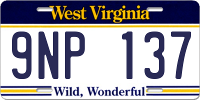 WV license plate 9NP137