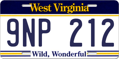 WV license plate 9NP212
