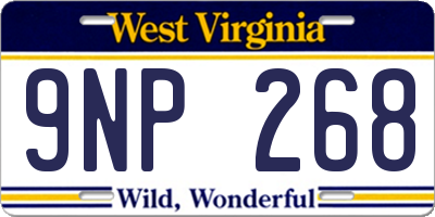WV license plate 9NP268