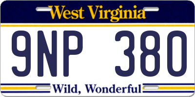 WV license plate 9NP380