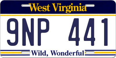 WV license plate 9NP441
