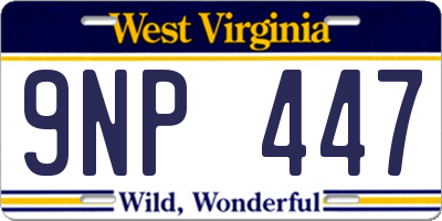 WV license plate 9NP447