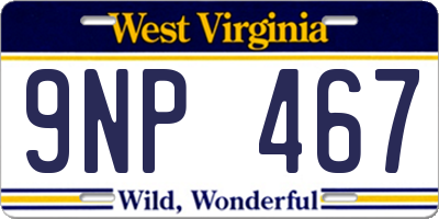 WV license plate 9NP467