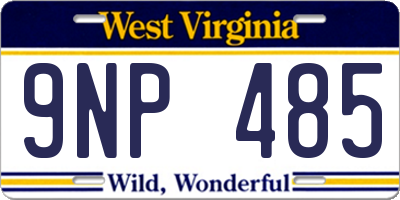 WV license plate 9NP485