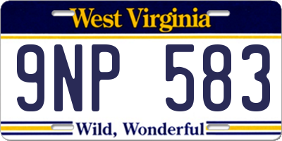 WV license plate 9NP583