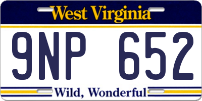 WV license plate 9NP652