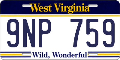 WV license plate 9NP759