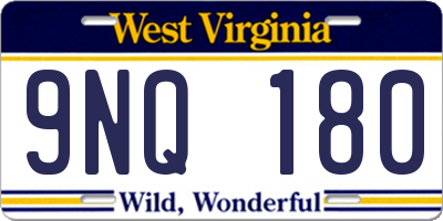 WV license plate 9NQ180